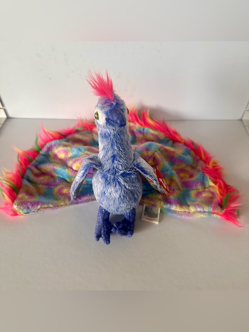 TY Beanie Baby Flashy Peacock 2000 Multicolor Plush With Tag